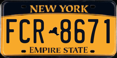 NY license plate FCR8671