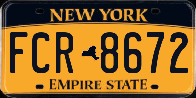 NY license plate FCR8672