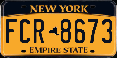 NY license plate FCR8673