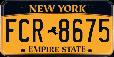 NY license plate FCR8675