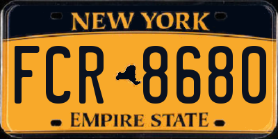 NY license plate FCR8680