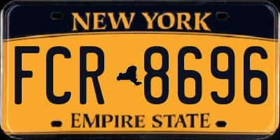 NY license plate FCR8696