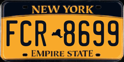 NY license plate FCR8699