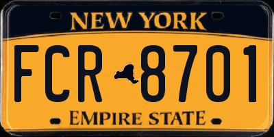 NY license plate FCR8701