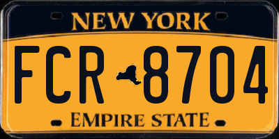 NY license plate FCR8704