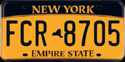 NY license plate FCR8705