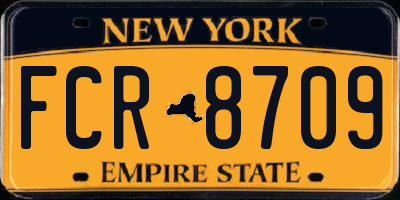 NY license plate FCR8709
