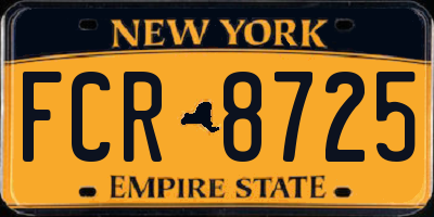 NY license plate FCR8725