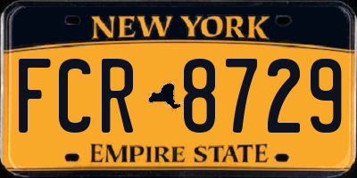 NY license plate FCR8729