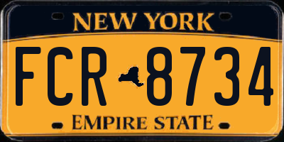 NY license plate FCR8734
