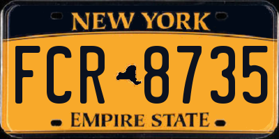 NY license plate FCR8735