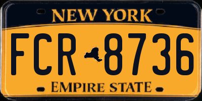 NY license plate FCR8736