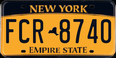 NY license plate FCR8740