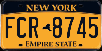 NY license plate FCR8745