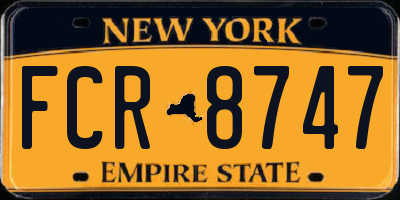 NY license plate FCR8747