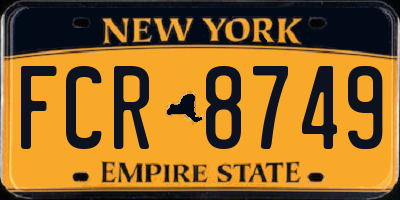 NY license plate FCR8749