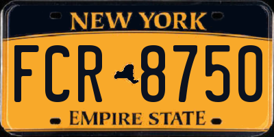 NY license plate FCR8750