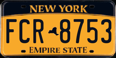 NY license plate FCR8753