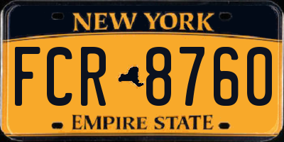 NY license plate FCR8760