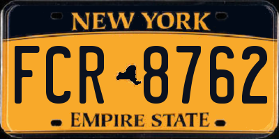 NY license plate FCR8762