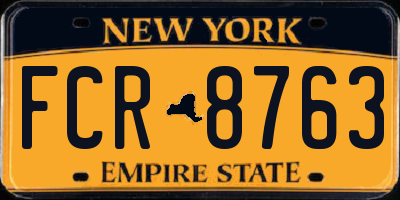 NY license plate FCR8763