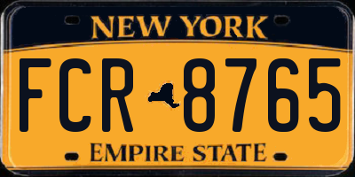 NY license plate FCR8765