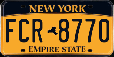 NY license plate FCR8770
