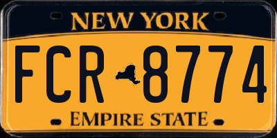 NY license plate FCR8774