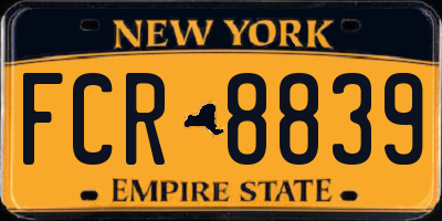 NY license plate FCR8839