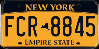 NY license plate FCR8845