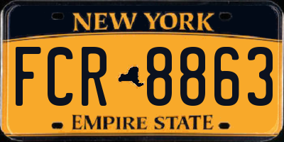 NY license plate FCR8863