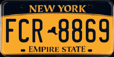 NY license plate FCR8869