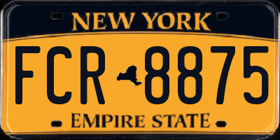 NY license plate FCR8875