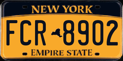 NY license plate FCR8902