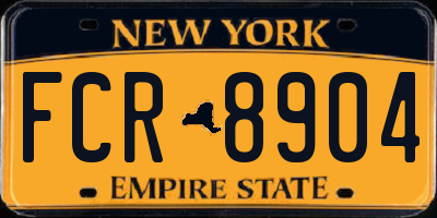 NY license plate FCR8904