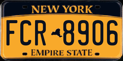 NY license plate FCR8906