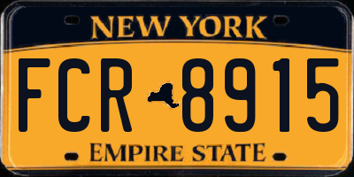 NY license plate FCR8915