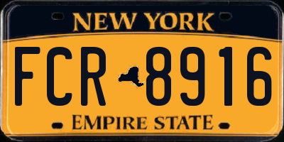 NY license plate FCR8916