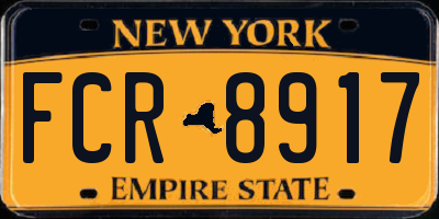 NY license plate FCR8917