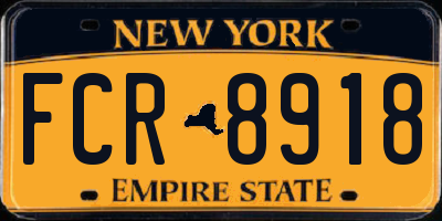 NY license plate FCR8918