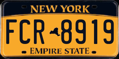 NY license plate FCR8919