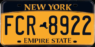 NY license plate FCR8922