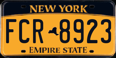 NY license plate FCR8923