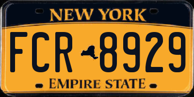 NY license plate FCR8929