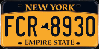 NY license plate FCR8930