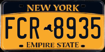 NY license plate FCR8935