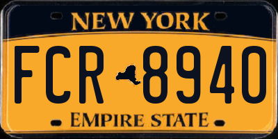 NY license plate FCR8940