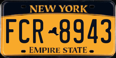 NY license plate FCR8943