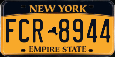 NY license plate FCR8944