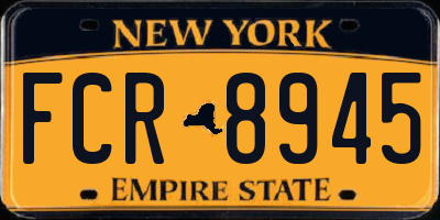 NY license plate FCR8945
